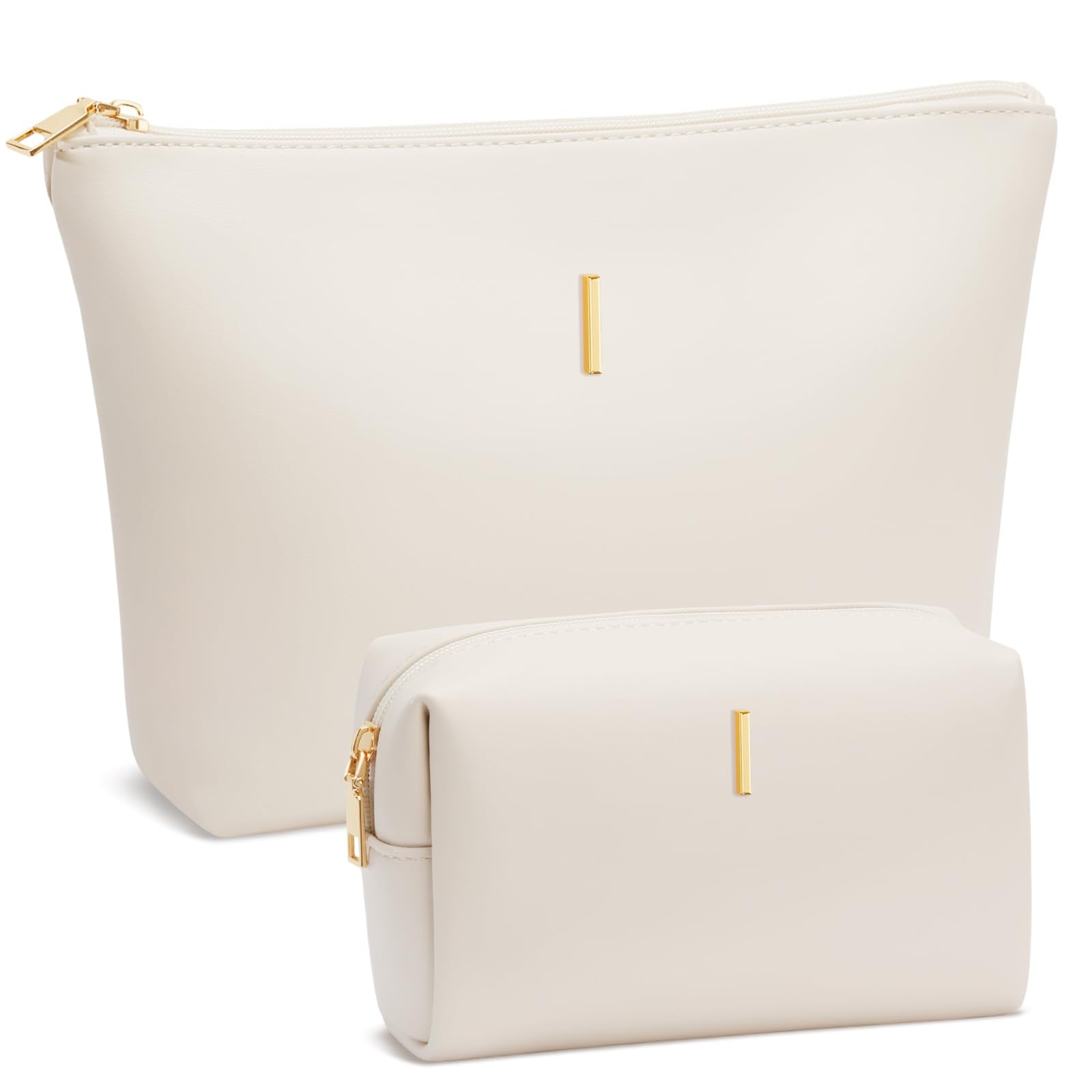 Graduation Gifts | Initial Makeup Bag for Women Personalized Gifts for Bridesmaid Teachers Friend Female College Cosmetic Travel Toiletry Bag(Beige,A)