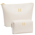 Graduation Gifts | Initial Makeup Bag for Women Personalized Gifts for Bridesmaid Teachers Friend Female College Cosmetic Travel Toiletry Bag(Beige,A)