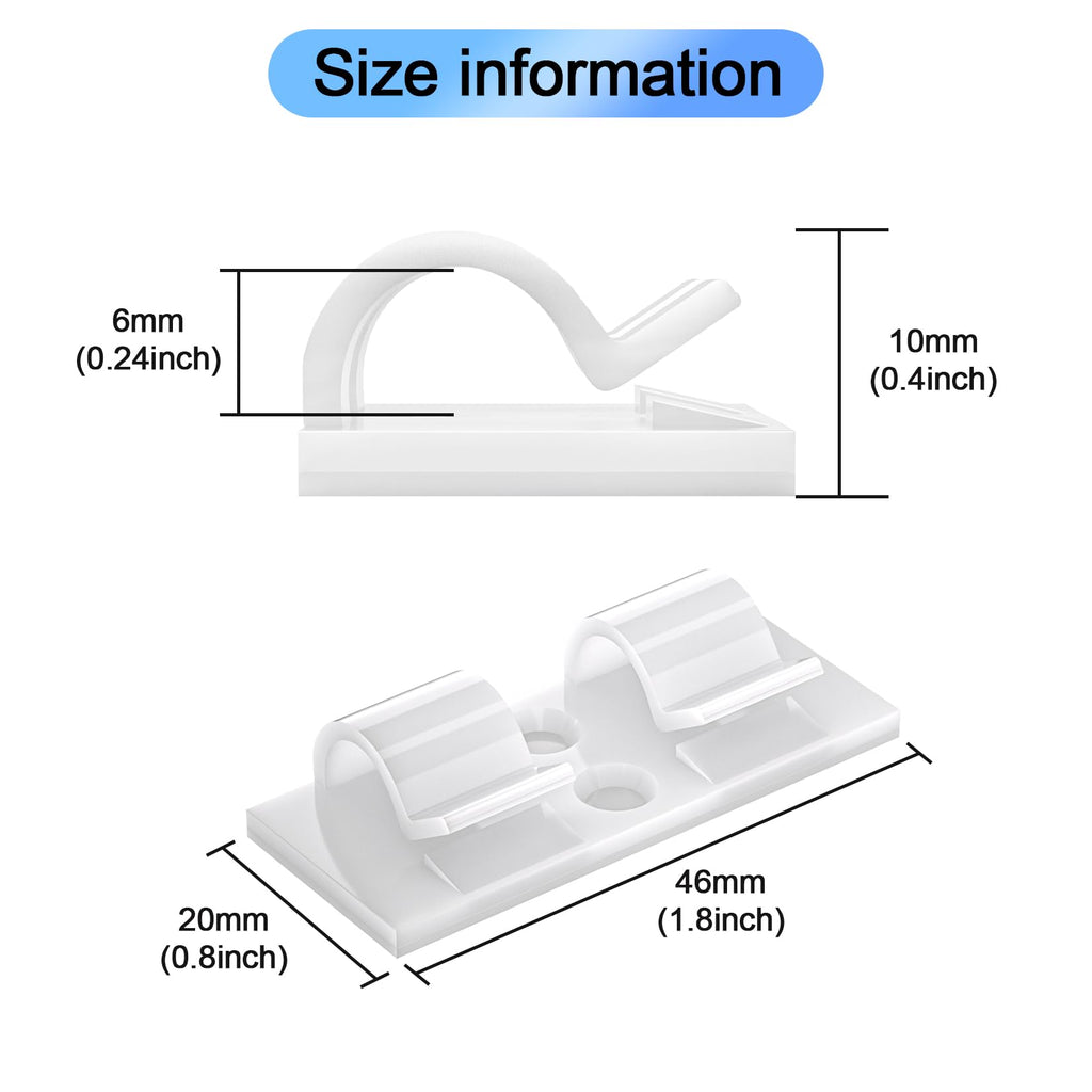 XHF 30PCS White Hooks for Outdoor String Lights Clips, Heavy Duty Adhesive with Holes and Screws, for Hanging Christmas Lighting