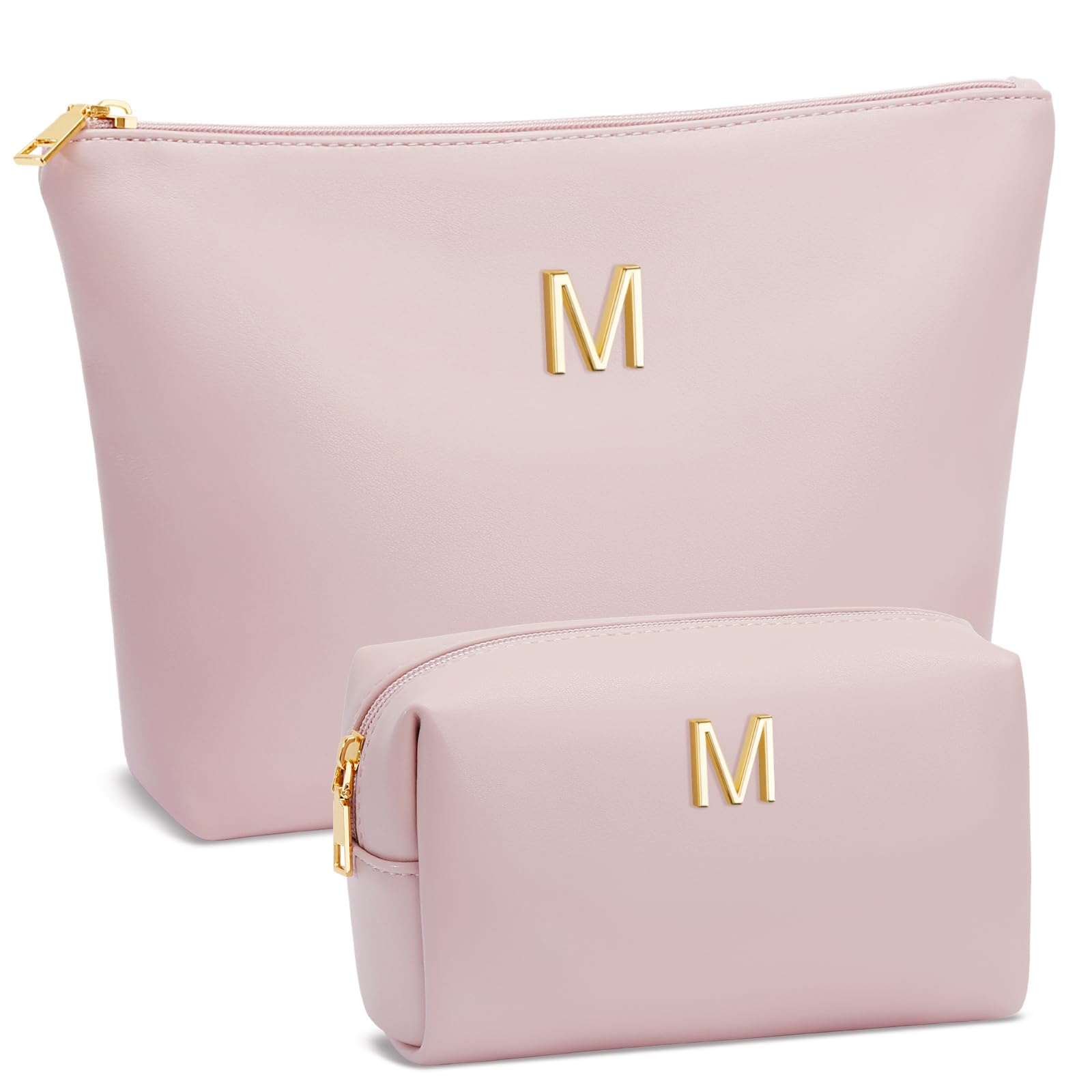 Graduation Gifts | Initial Makeup Bag for Women Personalized Gifts for Bridesmaid Teachers Friend Female College Cosmetic Travel Toiletry Bag(Beige,A)