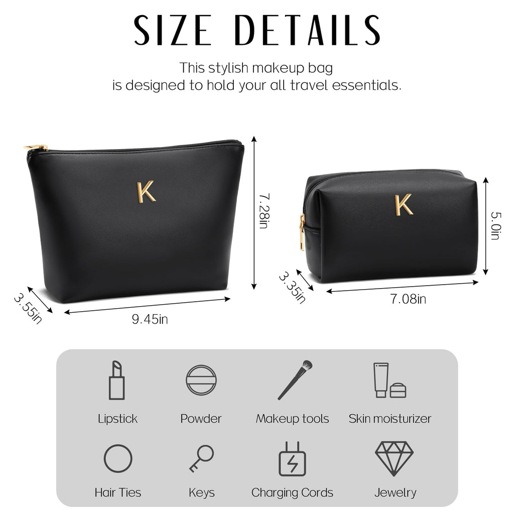 Graduation Gifts | Initial Makeup Bag for Women Personalized Gifts for Bridesmaid Teachers Friend Female College Cosmetic Travel Toiletry Bag(Beige,A)