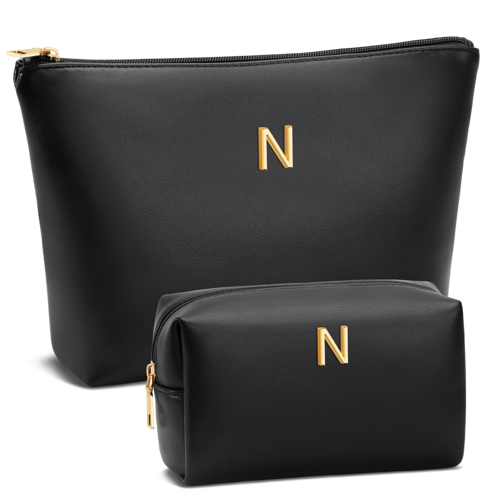 Graduation Gifts | Initial Makeup Bag for Women Personalized Gifts for Bridesmaid Teachers Friend Female College Cosmetic Travel Toiletry Bag(Beige,A)