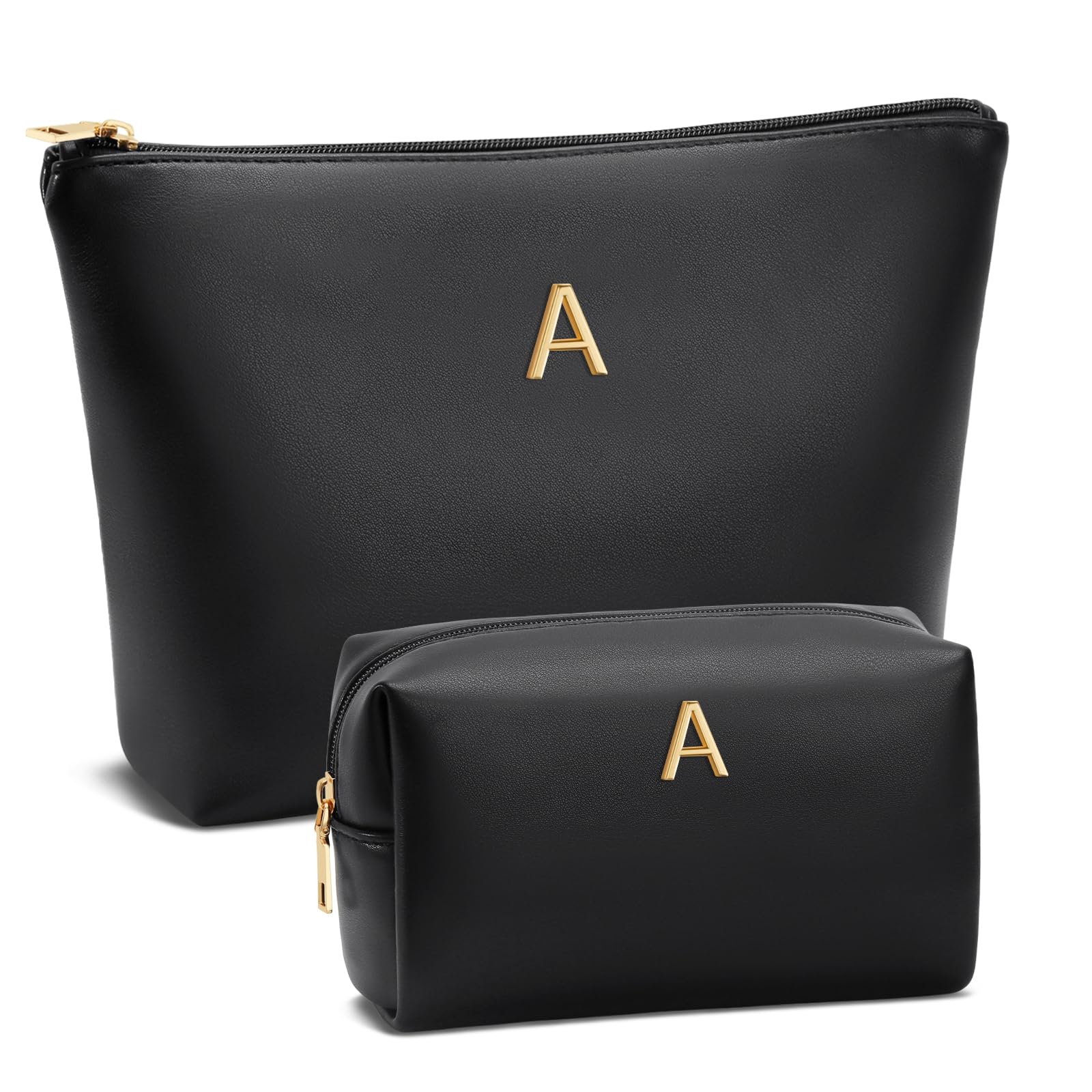Graduation Gifts | Initial Makeup Bag for Women Personalized Gifts for Bridesmaid Teachers Friend Female College Cosmetic Travel Toiletry Bag(Beige,A)