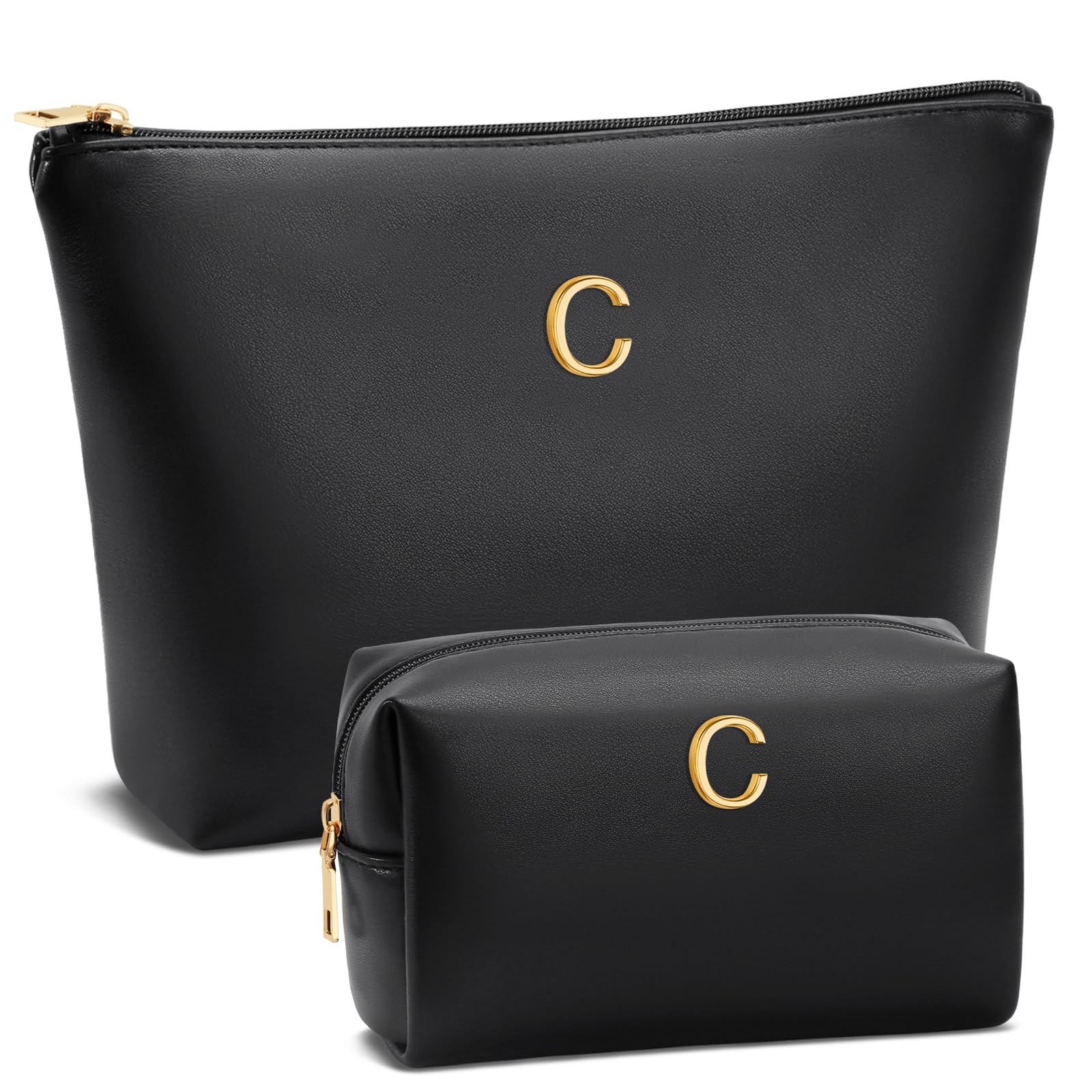 Graduation Gifts | Initial Makeup Bag for Women Personalized Gifts for Bridesmaid Teachers Friend Female College Cosmetic Travel Toiletry Bag(Beige,A)