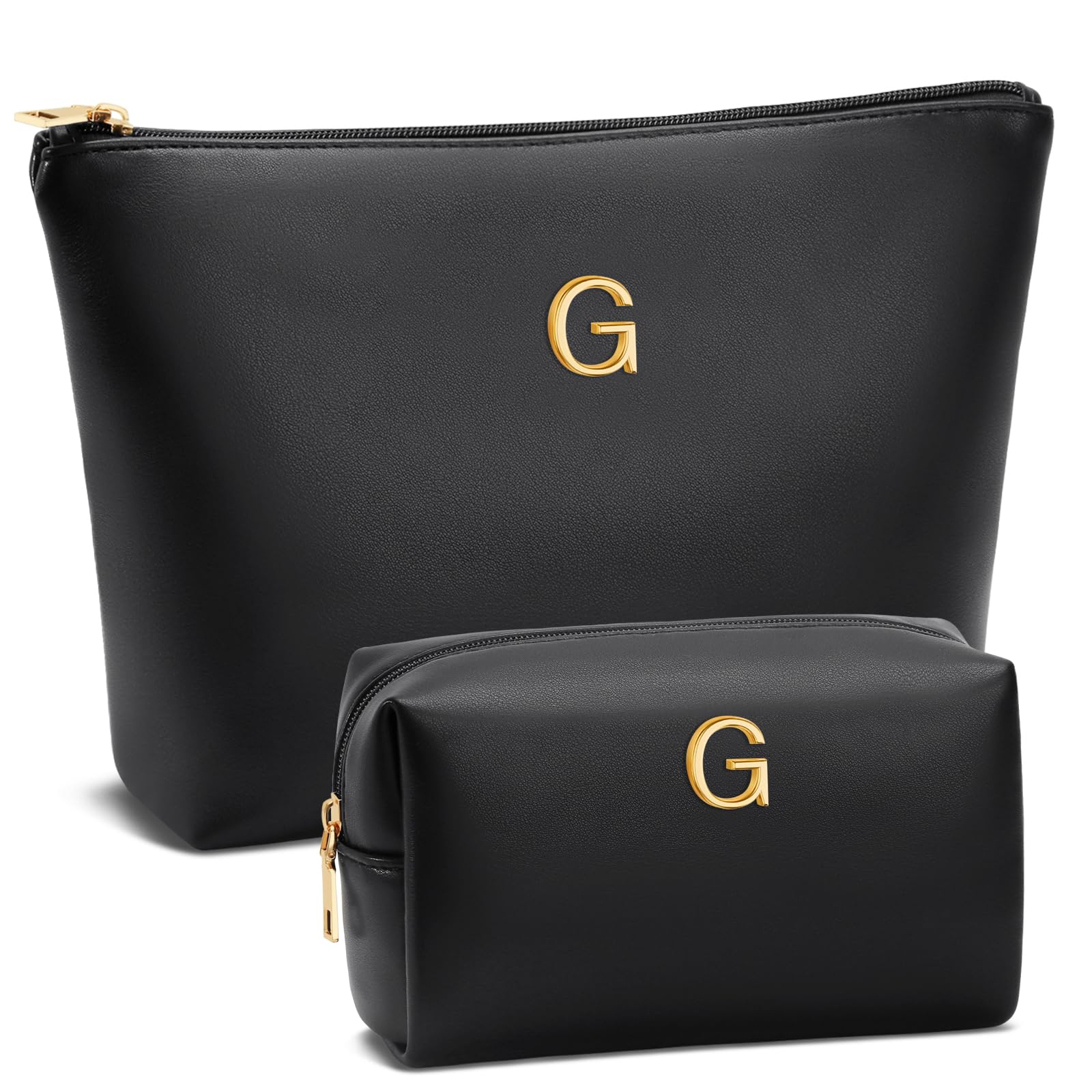 Graduation Gifts | Initial Makeup Bag for Women Personalized Gifts for Bridesmaid Teachers Friend Female College Cosmetic Travel Toiletry Bag(Beige,A)