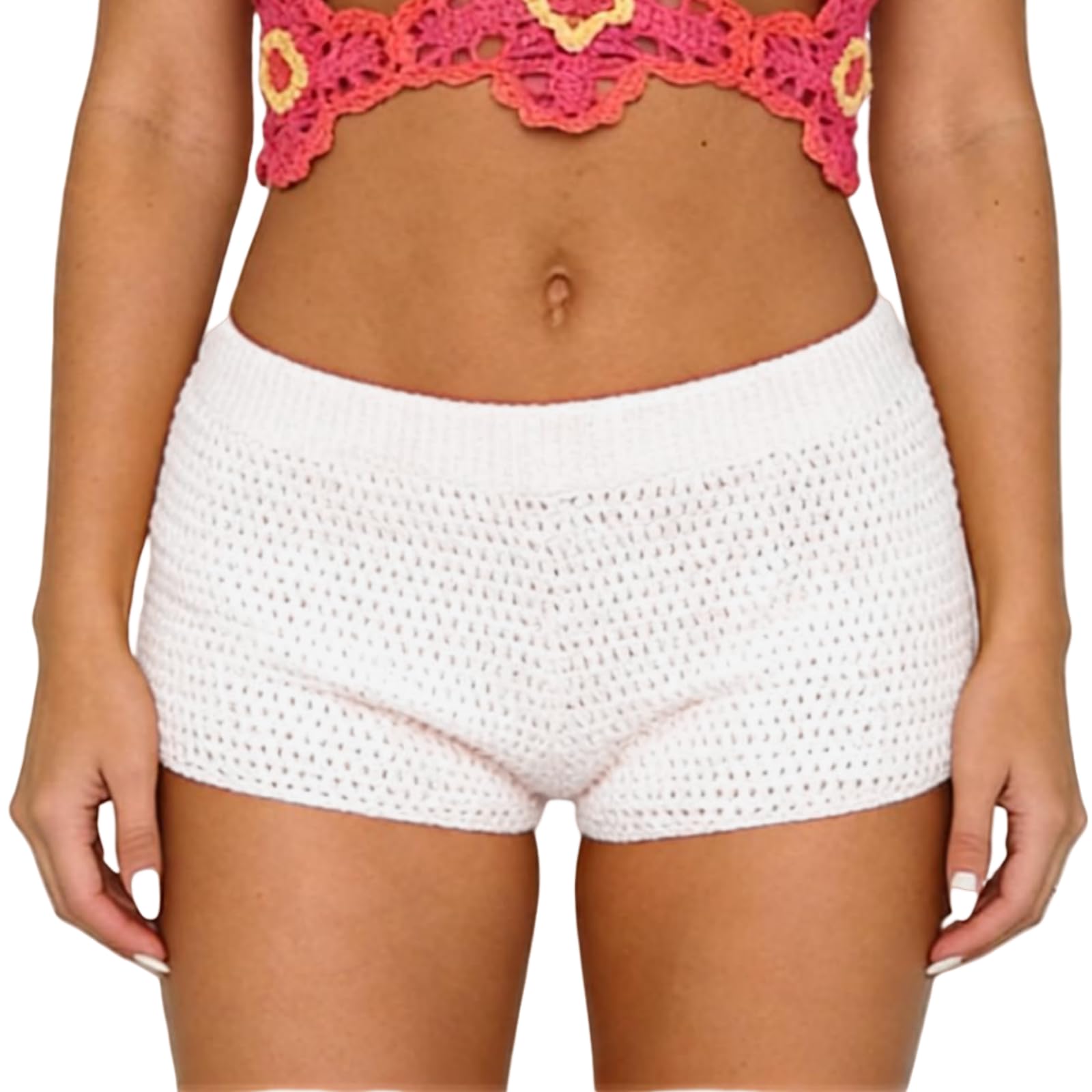 Women Y2k Striped Knitted Shorts Low Rise Stretchy Going Out Crochet Mini Shorts for Summer Beach