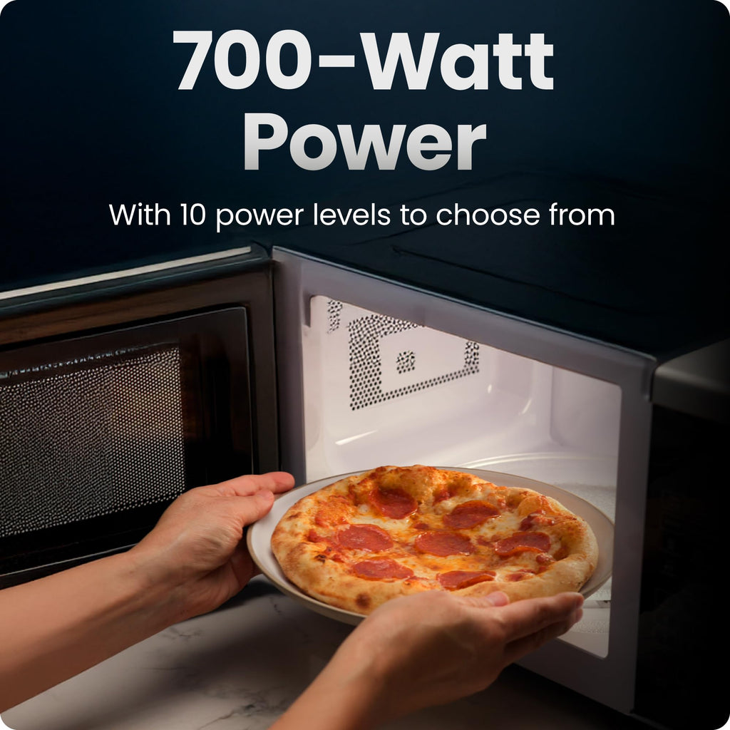 Chefman Countertop Microwave Oven 0.9 Cu. Ft., 900 Watts with 10 Power Levels, 6 Cooking Presets with One-Touch Express Cook, Eco Mode, Child Safety Lock, & Mute Button - Black