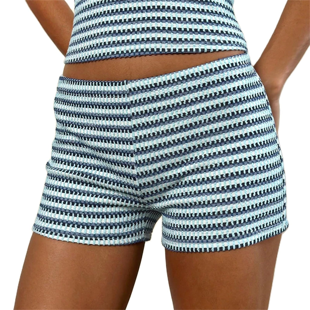 Women Y2k Striped Knitted Shorts Low Rise Stretchy Going Out Crochet Mini Shorts for Summer Beach